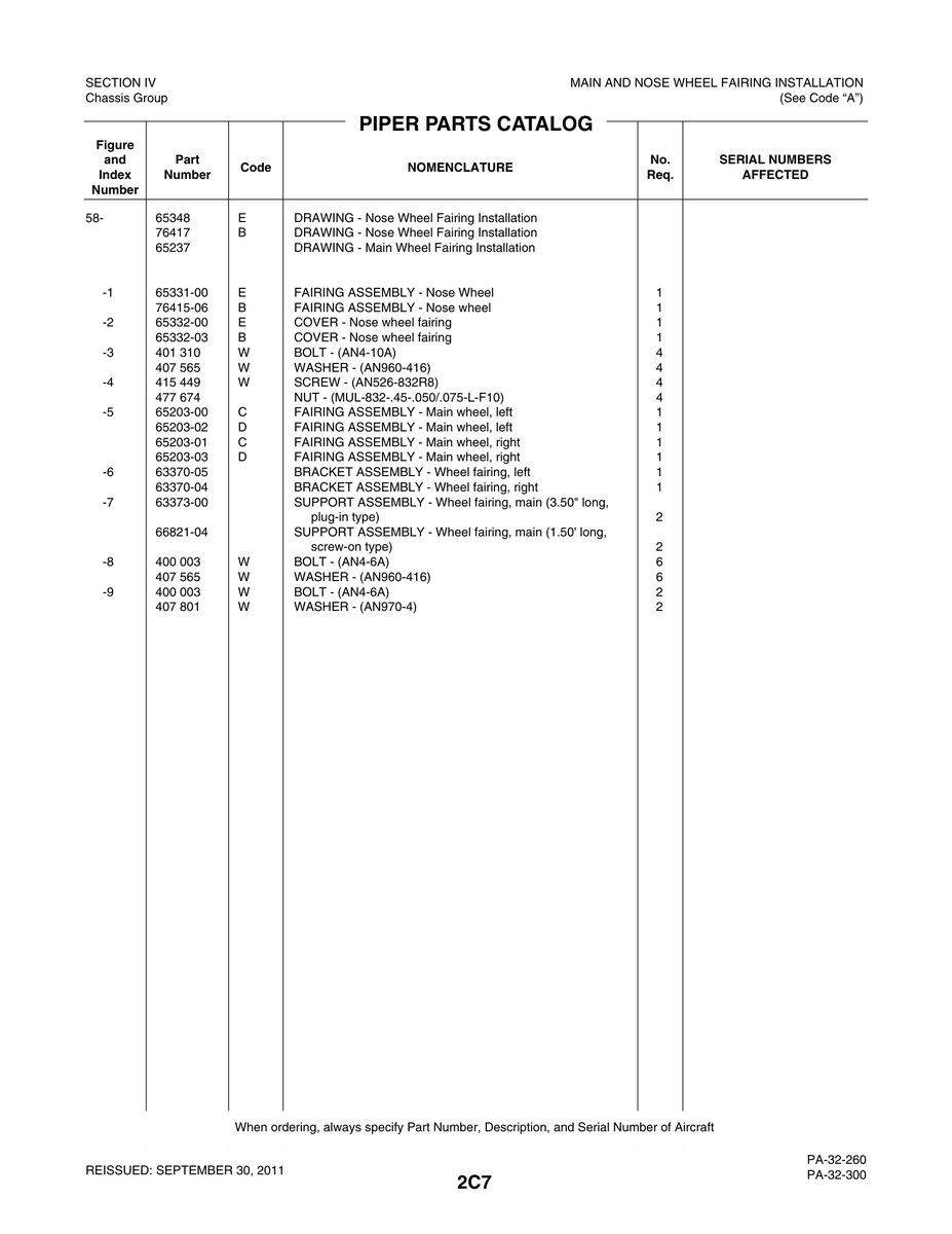 Aviation Part 76415-06 for Piper PA-32-260 Aircraft