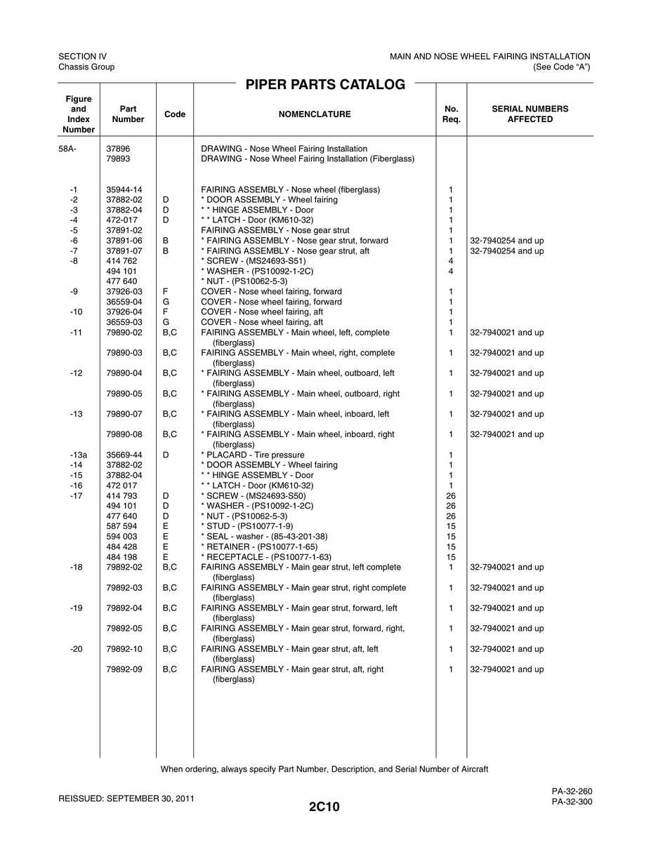 Aviation Part 36559-04 for Piper PA-32-260 Aircraft