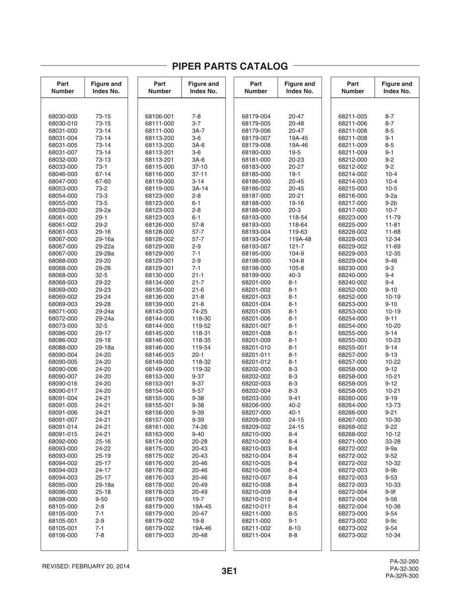 Aviation Part 68094-003 for Piper PA-32-260 Aircraft