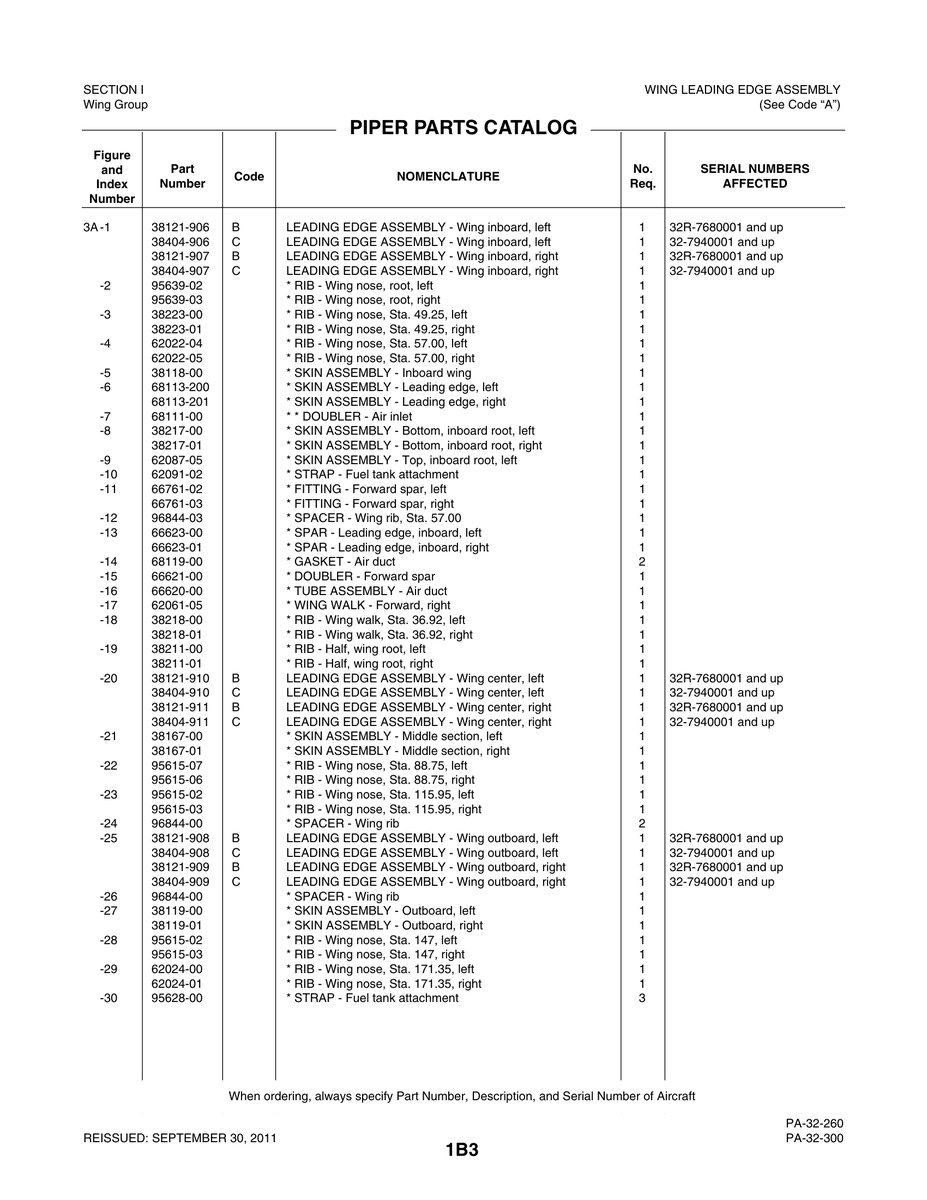 Aviation Part 38167-00 for Piper PA-32-260 Aircraft