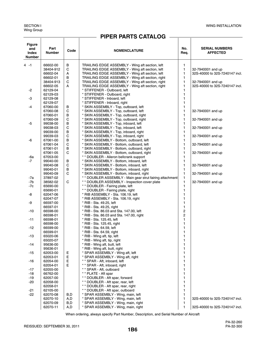 Aviation Part 67060-08 for Piper PA-32-260 Aircraft