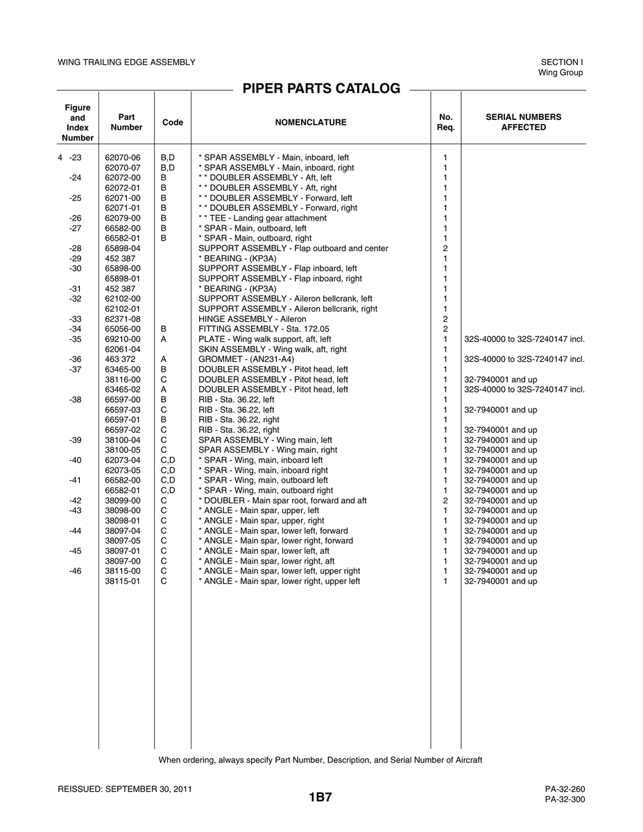 Aviation Part 62073-04 for Piper PA-32-260 Aircraft