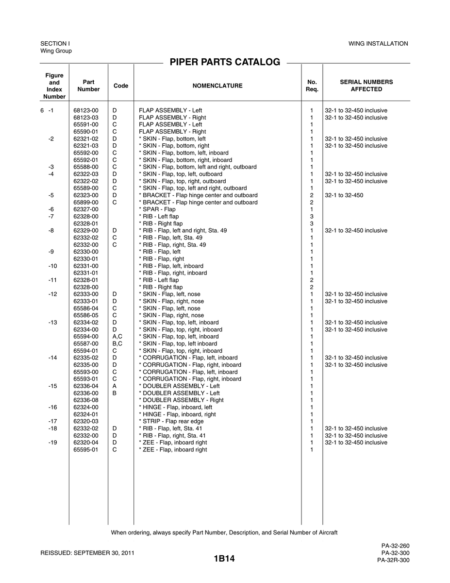Aviation Part 62334-02 for Piper PA-32-260 Aircraft