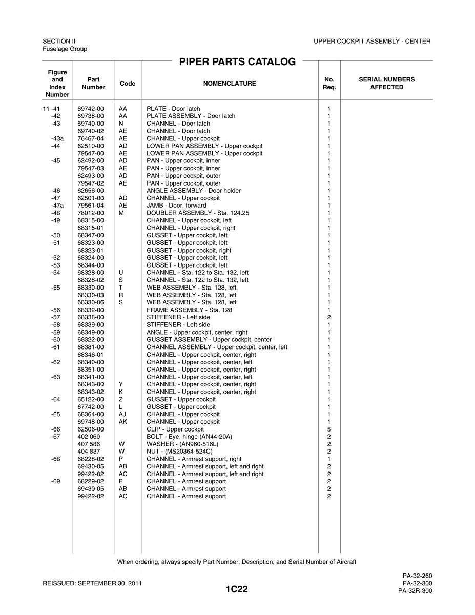 Aviation Part 68340-00 for Piper PA-32-260 Aircraft