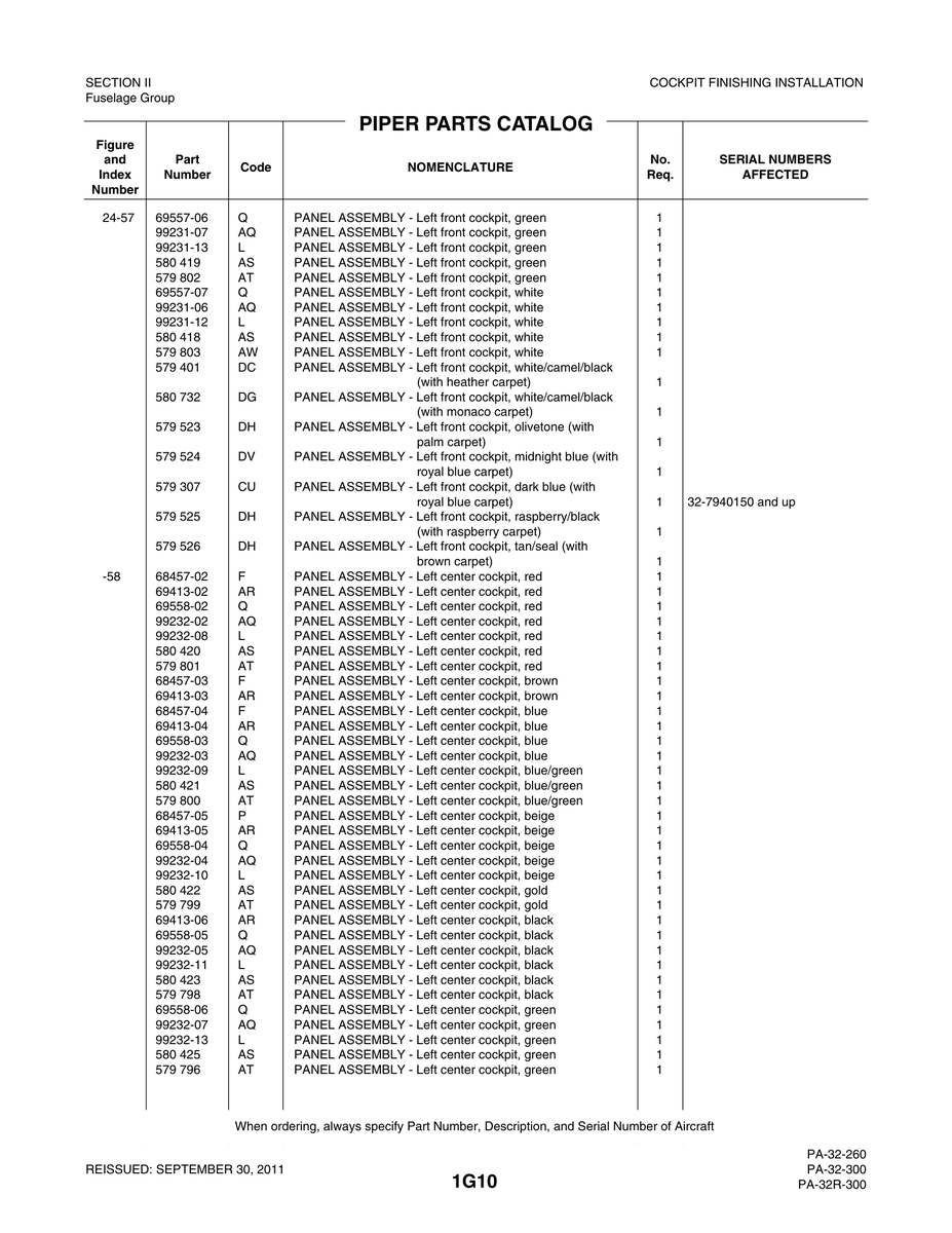 Aviation Part 69558-03 for Piper PA-32-260 Aircraft