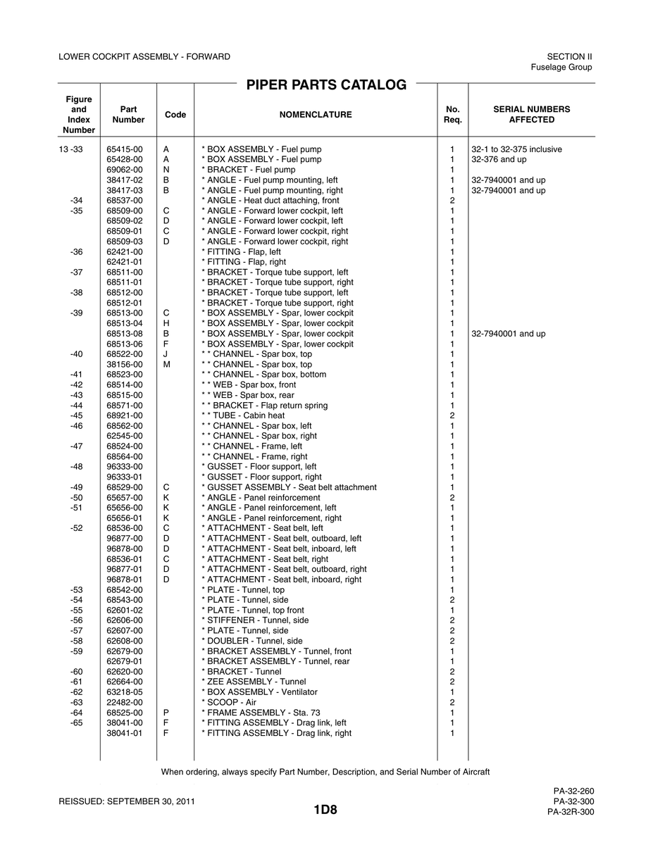 Aviation Part 38417-03 for Piper PA-32-260 Aircraft