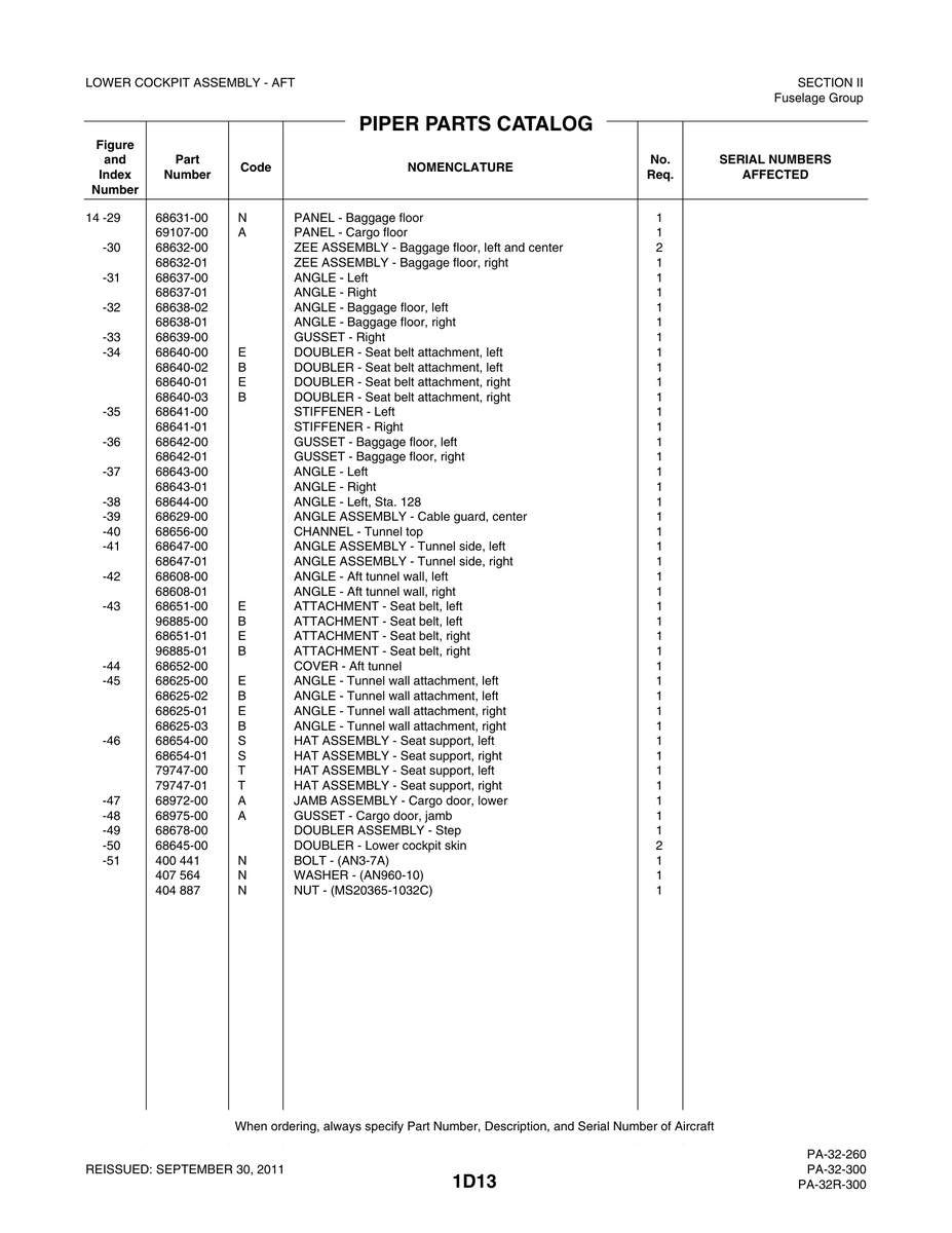 Aviation Part 68637-01 for Piper PA-32-260 Aircraft
