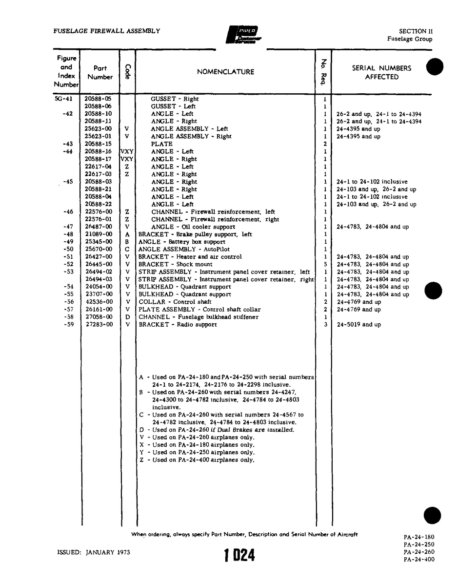 Aviation Part 20588-05 for Piper PA-32-260 Aircraft