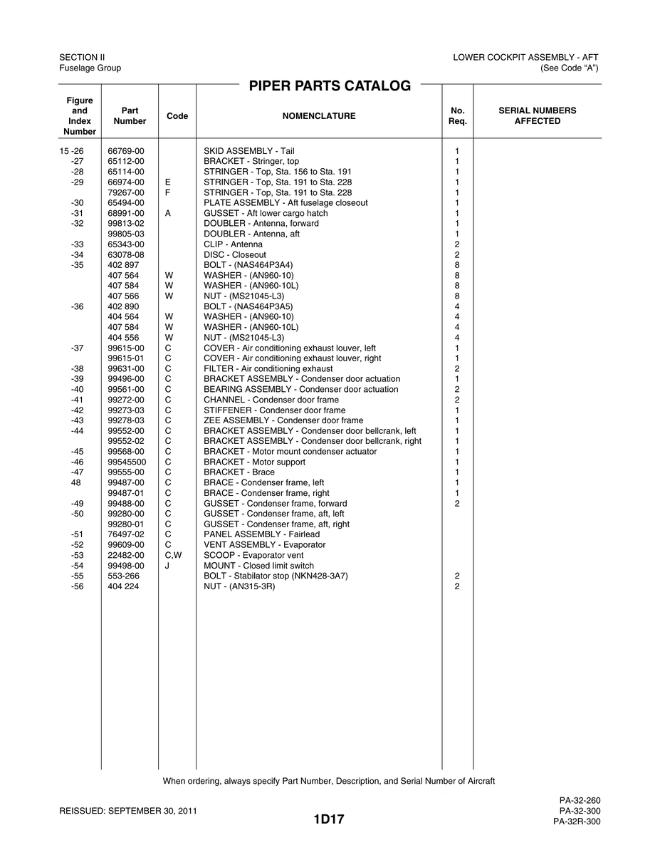 Aviation Part 65112-00 for Piper PA-32-260 Aircraft