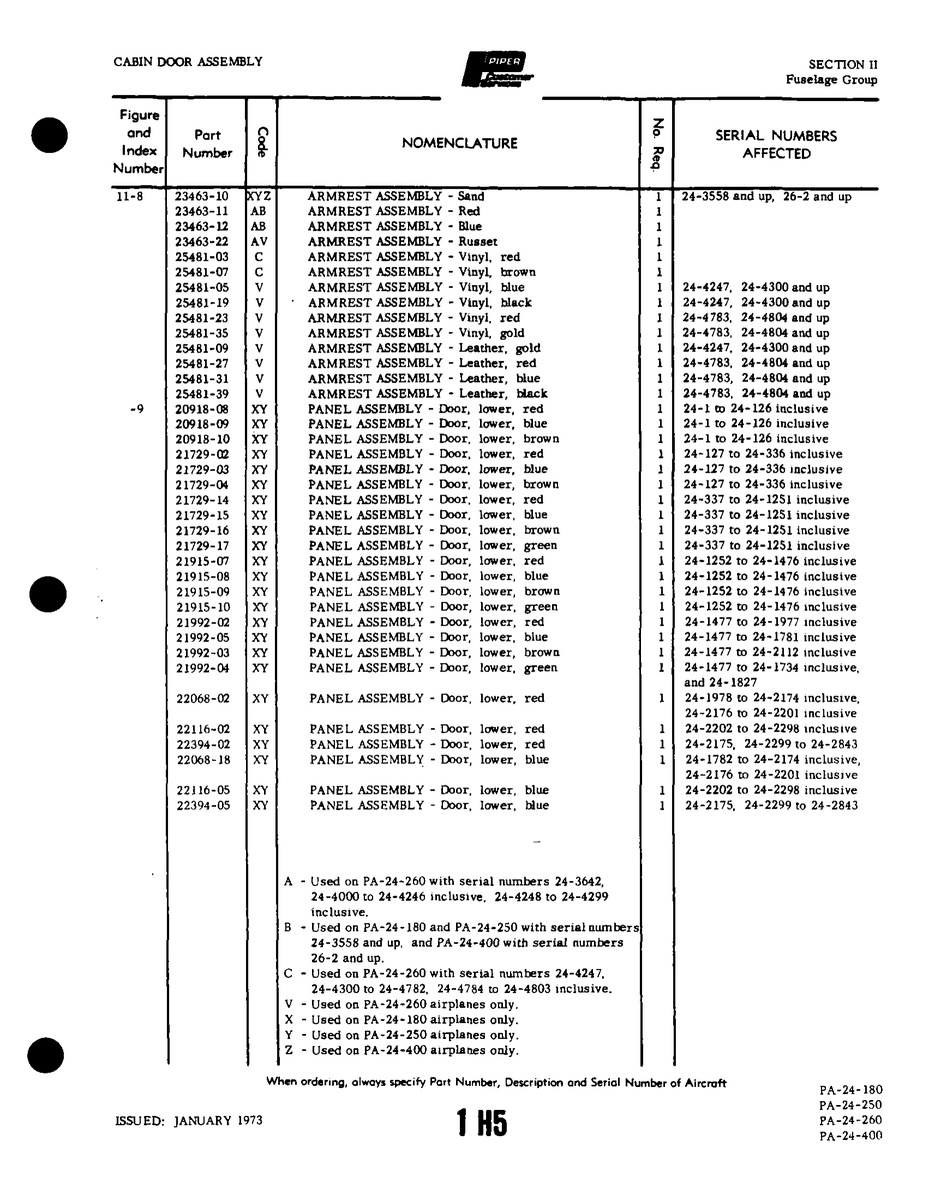 Aviation Part 5481-09 for Piper PA-32-260 Aircraft