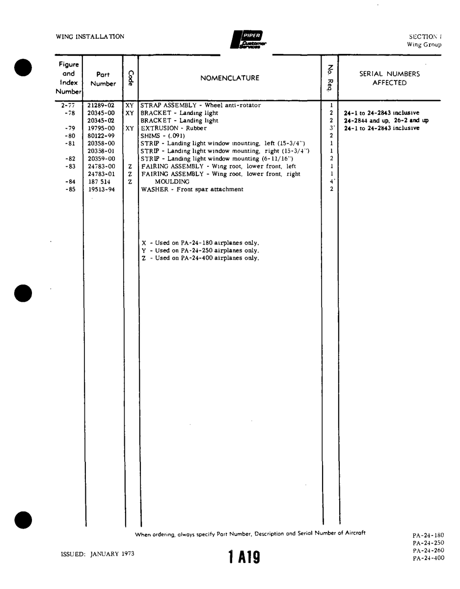 Aviation Part 20358-00 for Piper PA-32-260 Aircraft