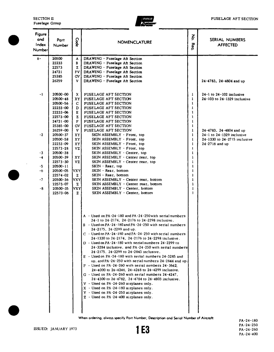 Aviation Part 22573-07 for Piper PA-32-260 Aircraft
