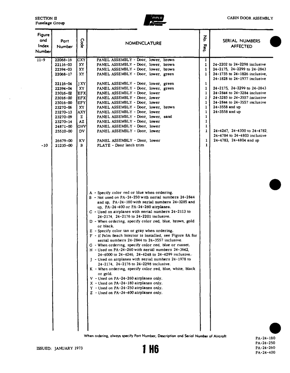 Aviation Part 22394-03 for Piper PA-32-260 Aircraft