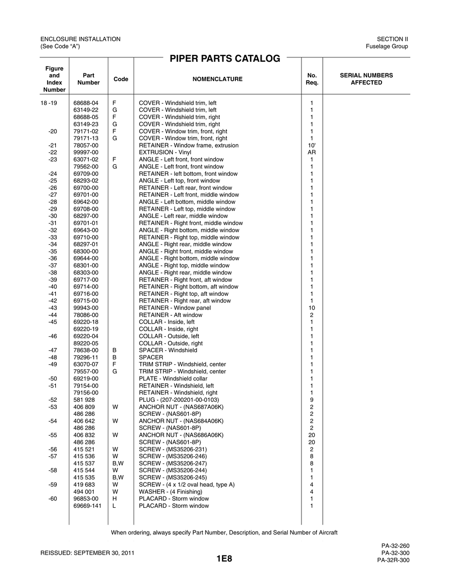 Aviation Part 89220-05 for Piper PA-32-260 Aircraft