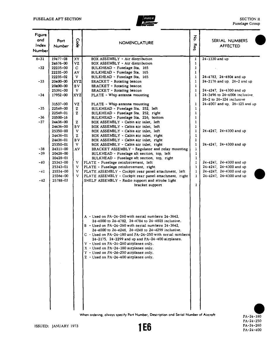 Aviation Part 24676-00 for Piper PA-32-260 Aircraft