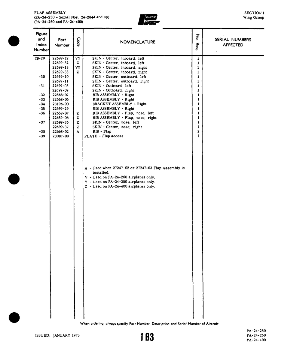 Aviation Part 22668-07 for Piper PA-32-260 Aircraft