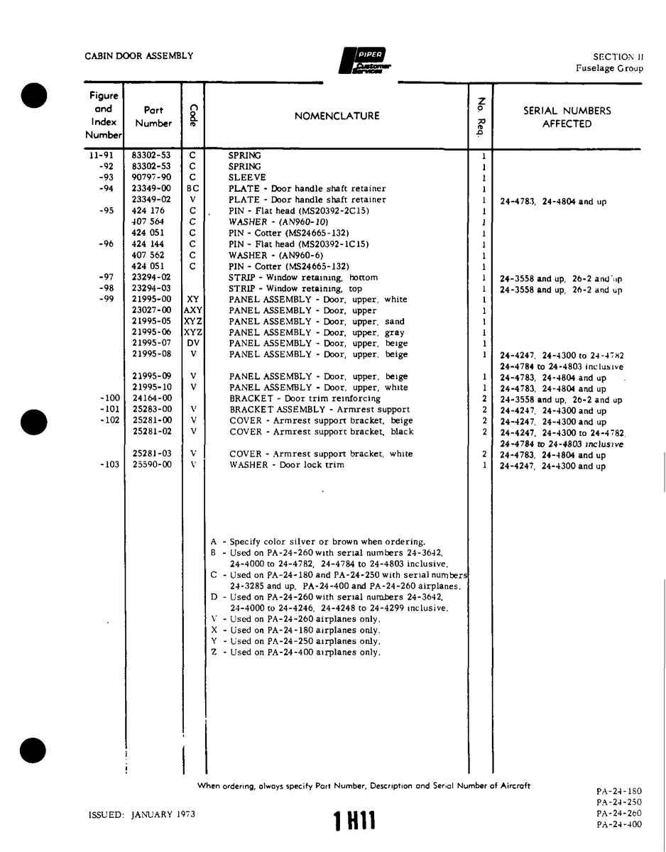 Aviation Part 83302-53 for Piper PA-32-260 Aircraft