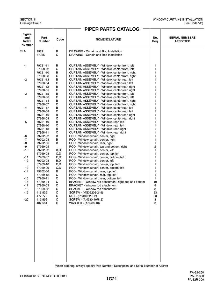 Aviation Part 67968-05 for Piper PA-32-260 Aircraft