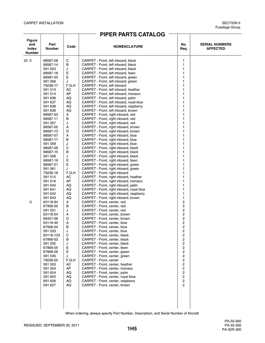 Aviation Part 68587-08 for Piper PA-32-260 Aircraft