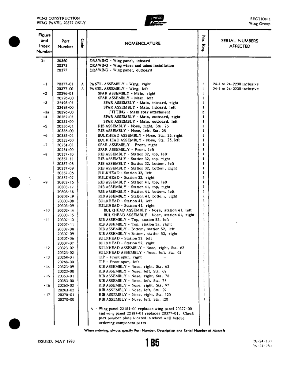 Aviation Part 20323-09 for Piper PA-32-260 Aircraft