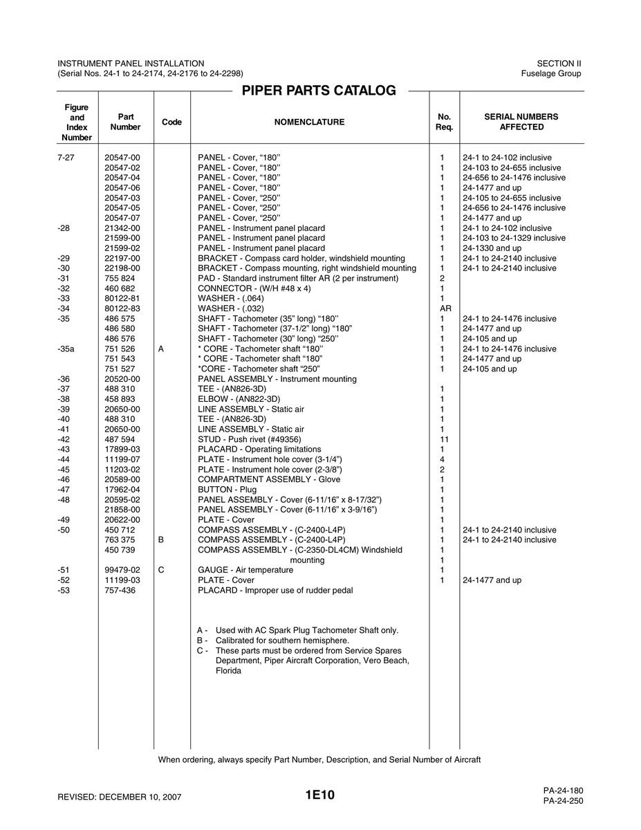 Aviation Part 20595-02 for Piper PA-32-260 Aircraft