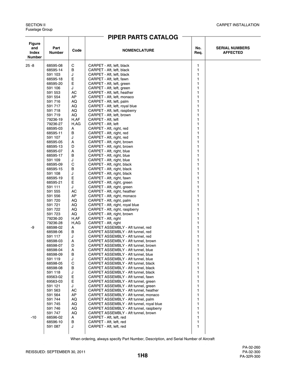 Aviation Part 79236-27 for Piper PA-32-260 Aircraft