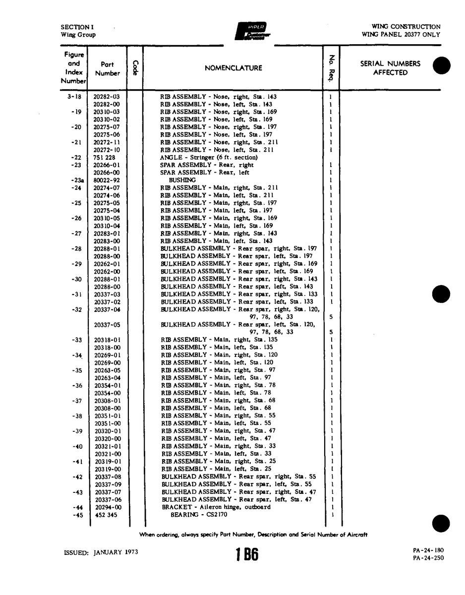 Aviation Part 20262-01 for Piper PA-32-260 Aircraft
