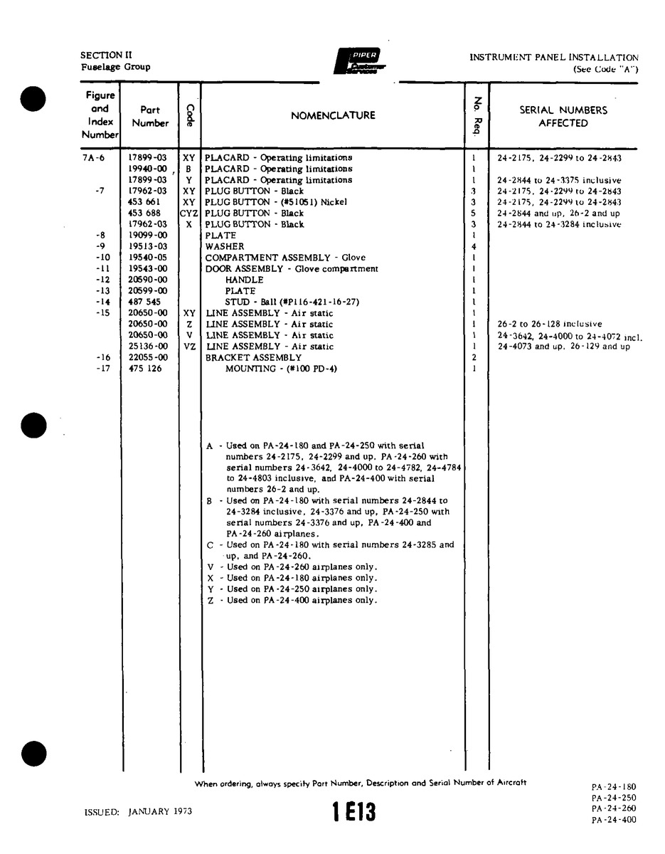 Aviation Part 20590-00 for Piper PA-32-260 Aircraft