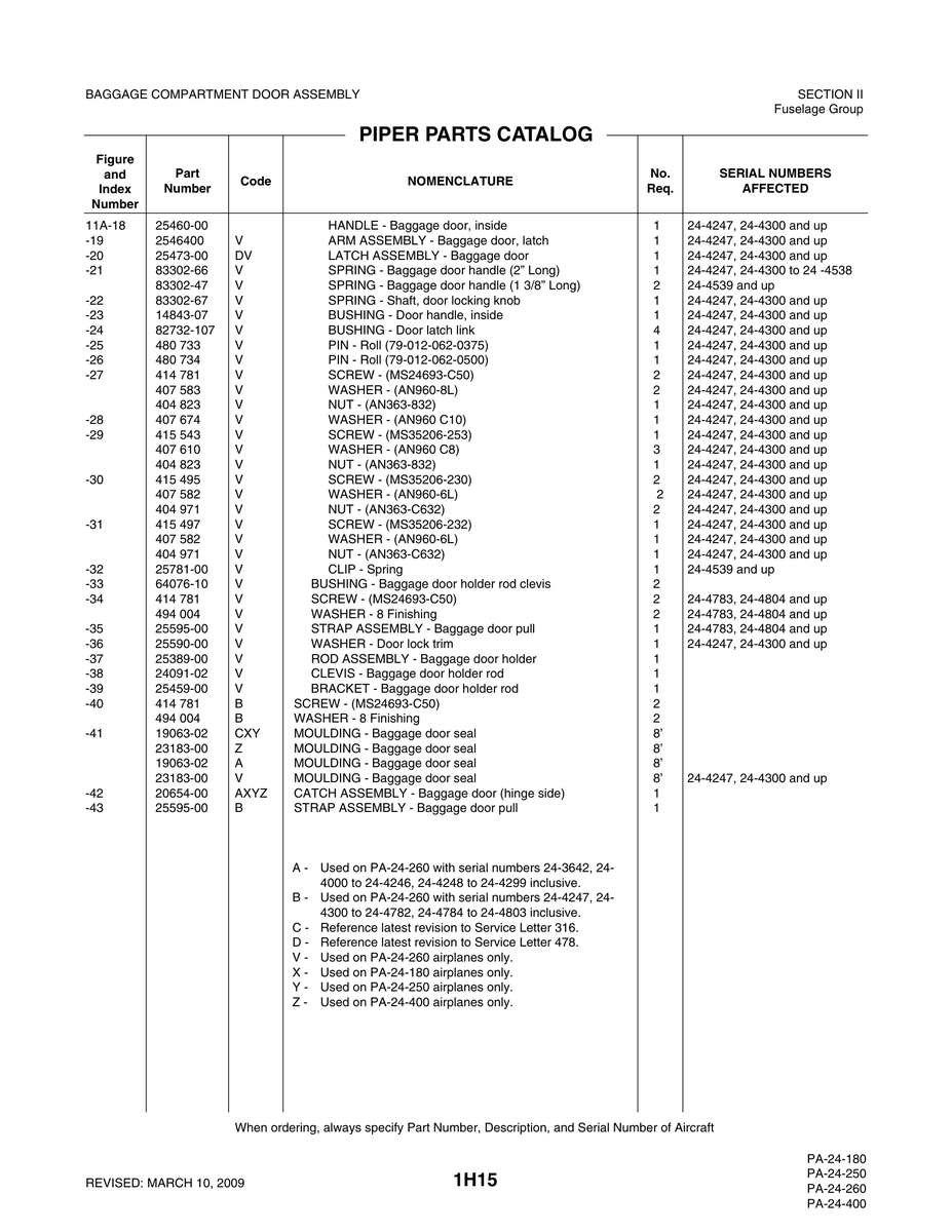 Aviation Part 25389-00 for Piper PA-32-260 Aircraft