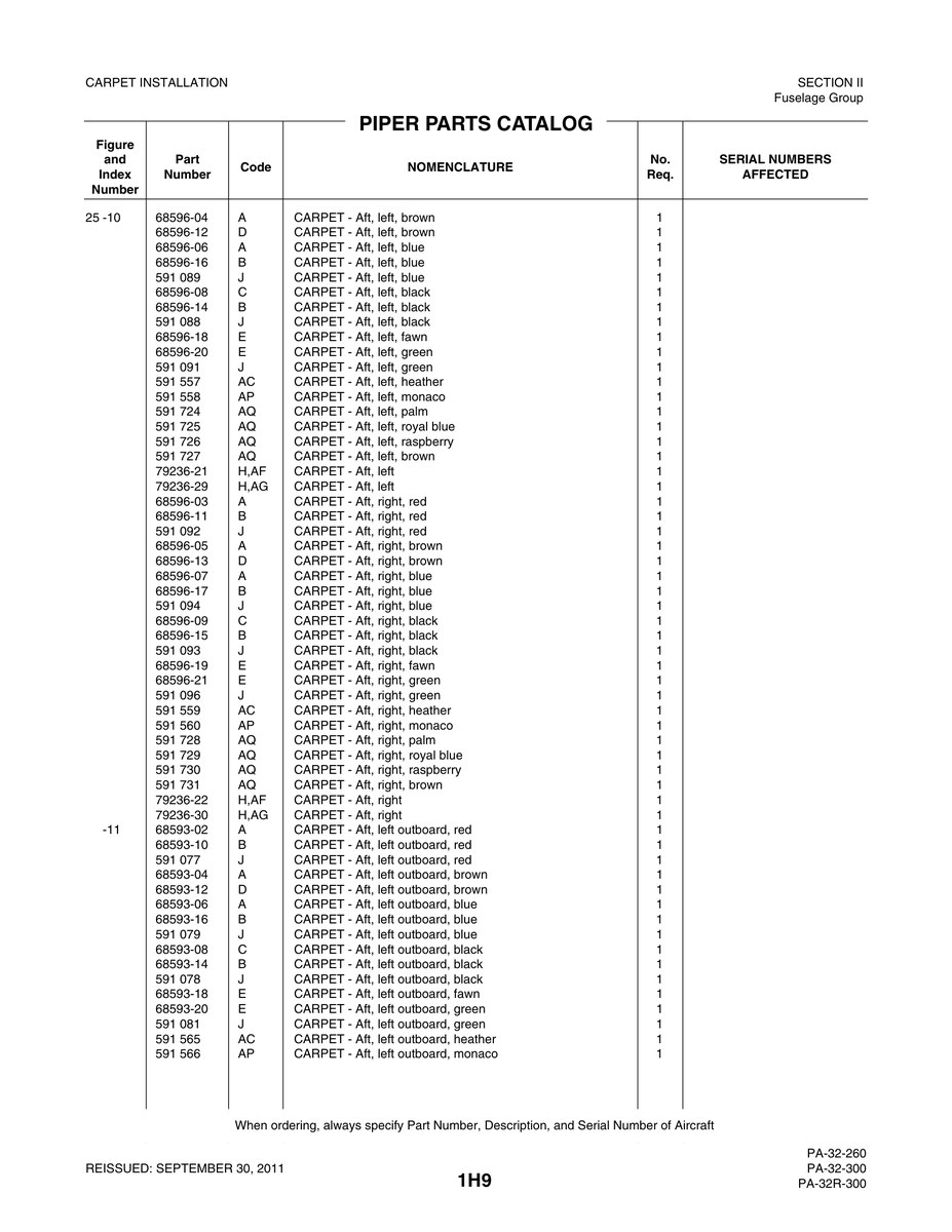 Aviation Part 68596-14 for Piper PA-32-260 Aircraft