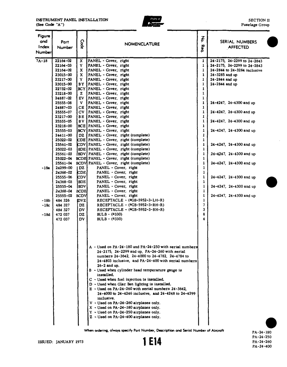 Aviation Part 24368-04 for Piper PA-32-260 Aircraft