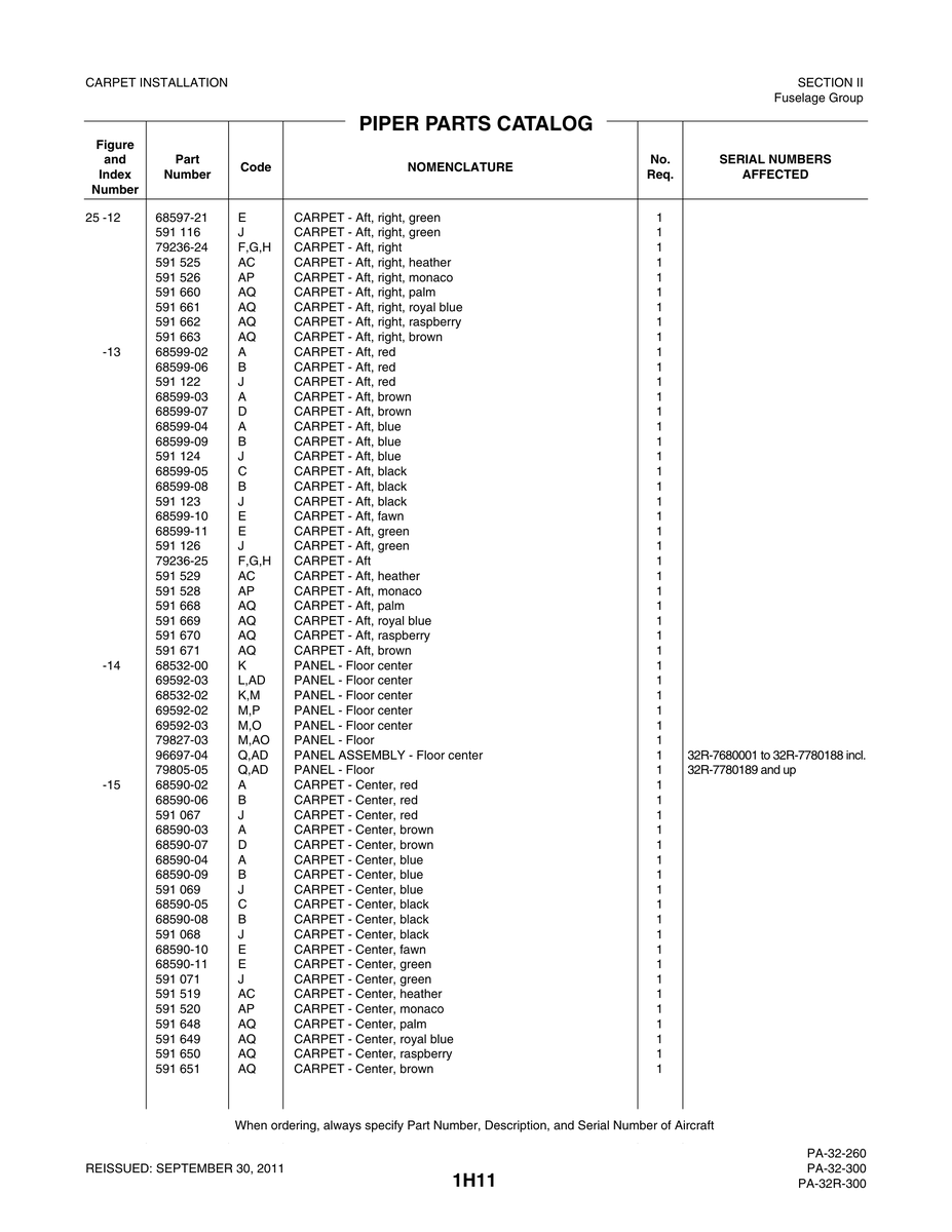 Aviation Part 68599-05 for Piper PA-32-260 Aircraft