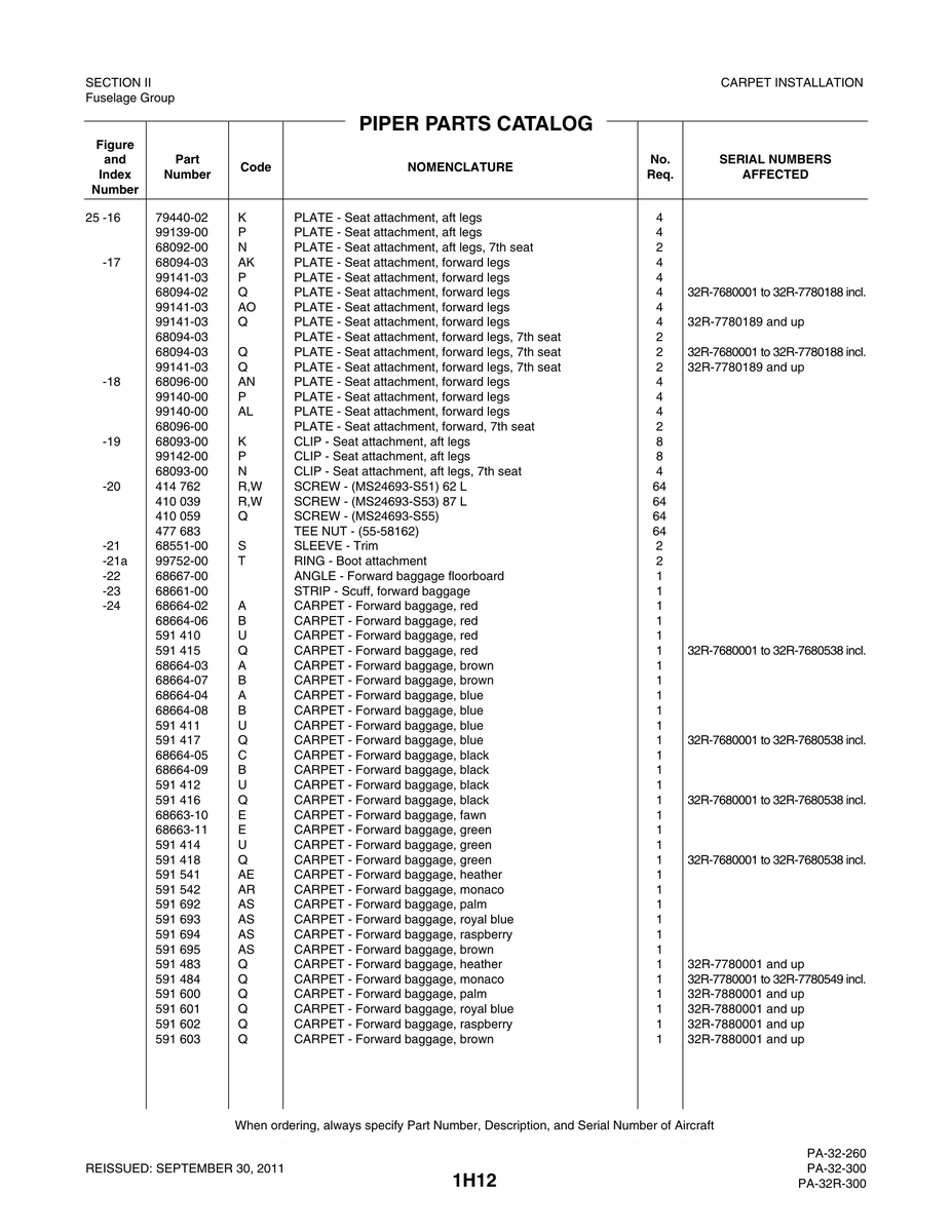 Aviation Part 68664-06 for Piper PA-32-260 Aircraft