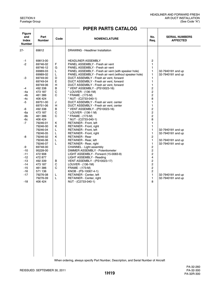 Aviation Part 79276-08 for Piper PA-32-260 Aircraft