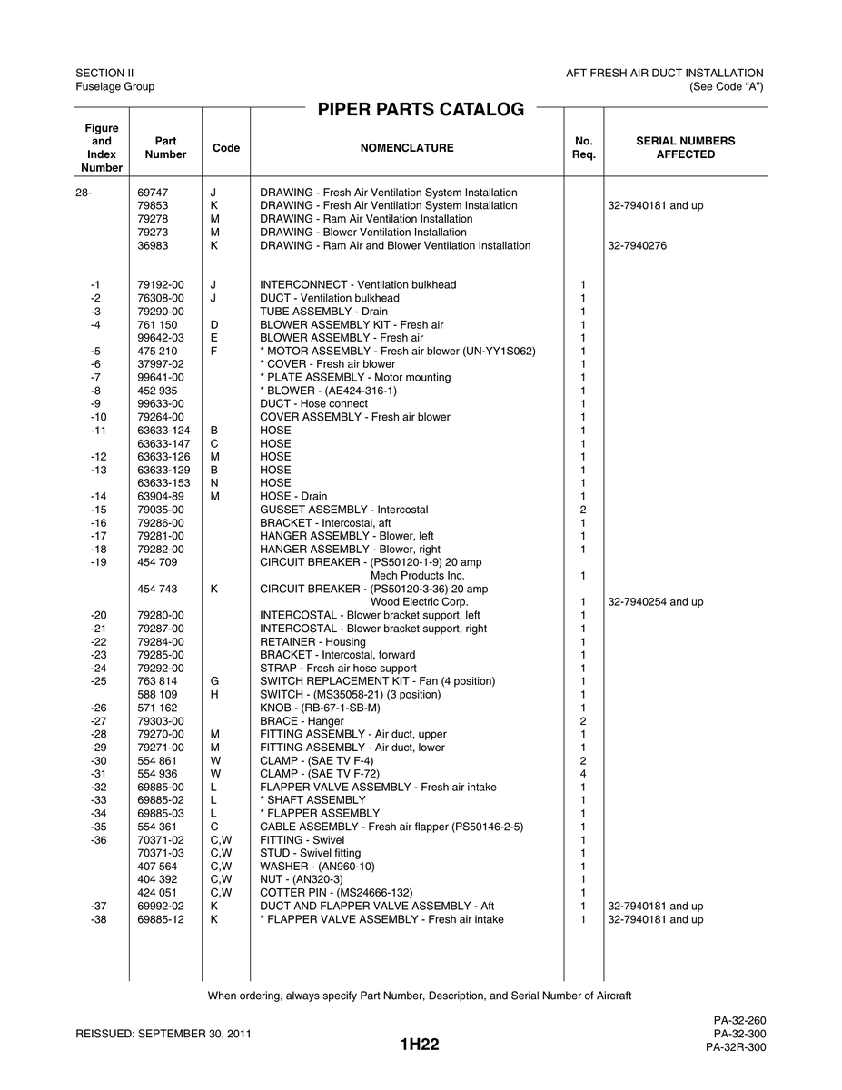 Aviation Part 63633-153 for Piper PA-32-260 Aircraft