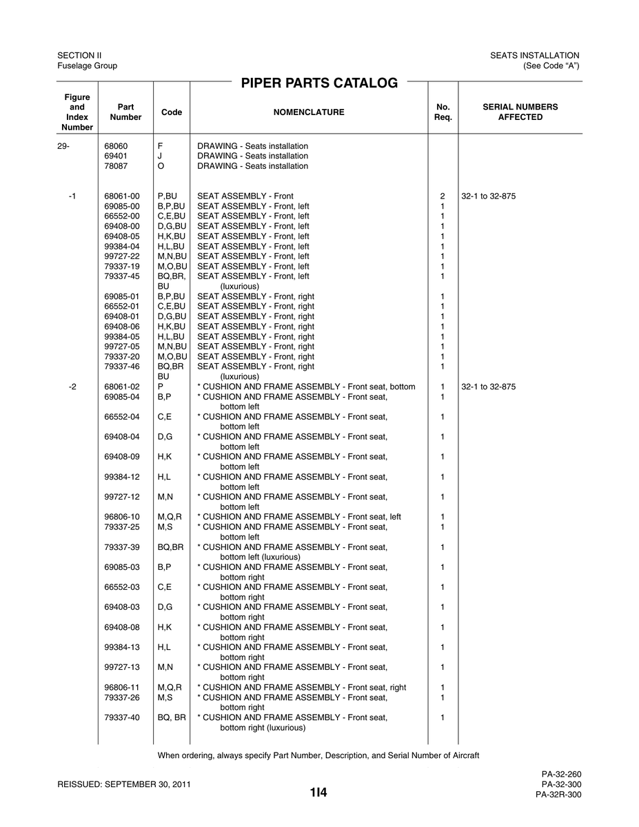 Aviation Part 79337-46 for Piper PA-32-260 Aircraft