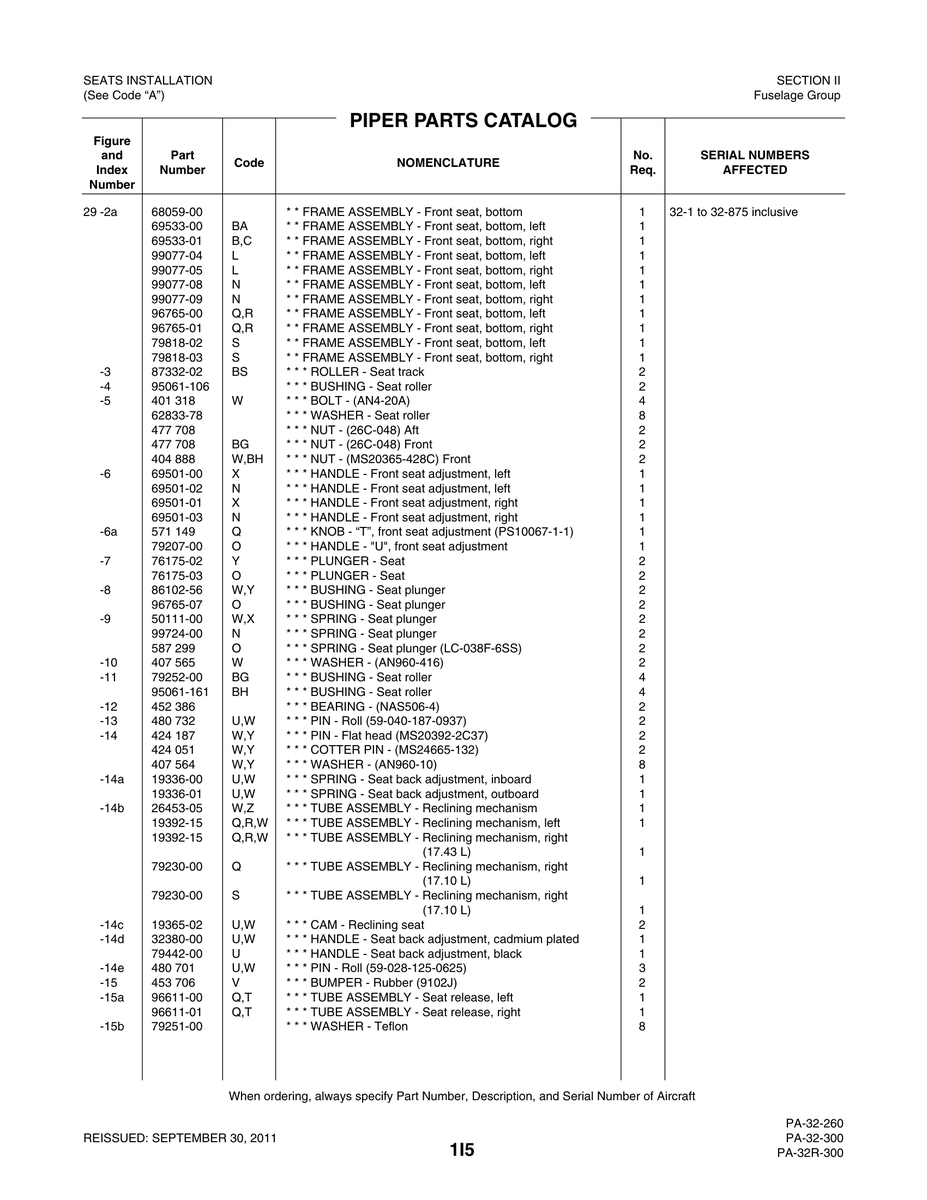 Aviation Part 26453-05 for Piper PA-32-260 Aircraft