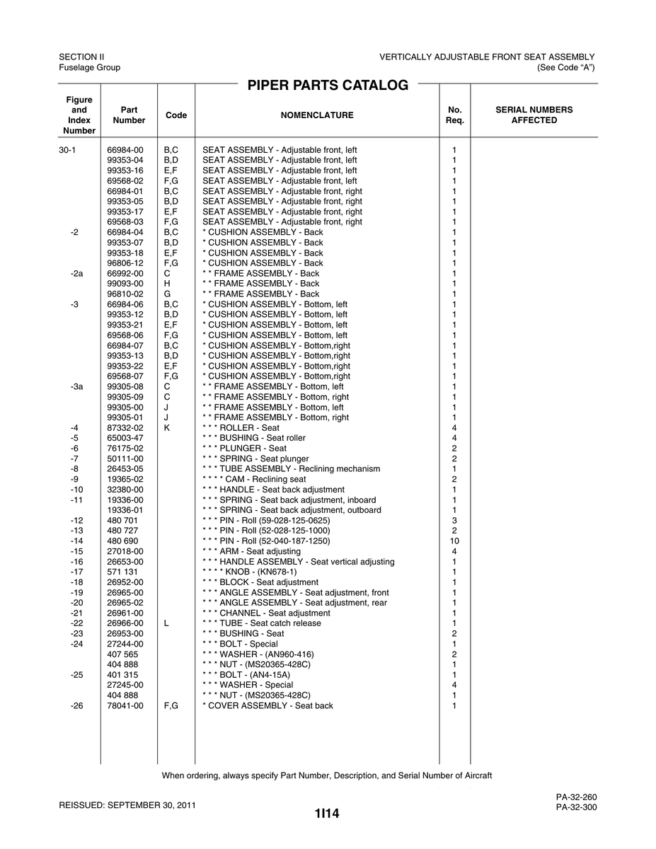 Aviation Part 99353-13 for Piper PA-32-260 Aircraft