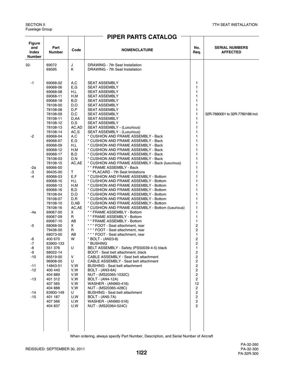 Aviation Part 99435-00 for Piper PA-32-260 Aircraft