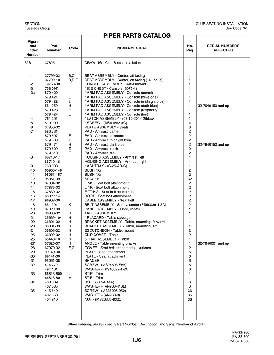 Aviation Part 36801-02 for Piper PA-32-260 Aircraft