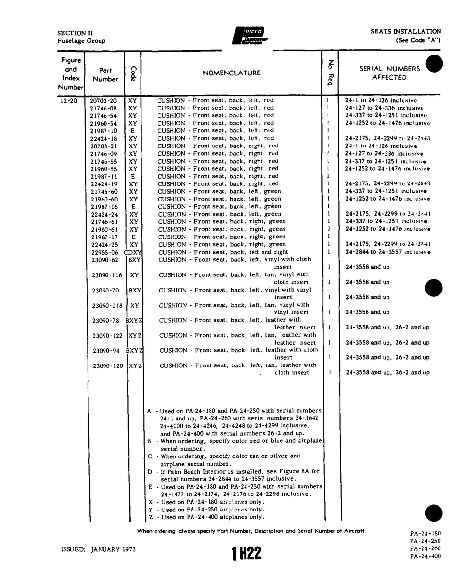 Aviation Part 21960-55 for Piper PA-32-260 Aircraft