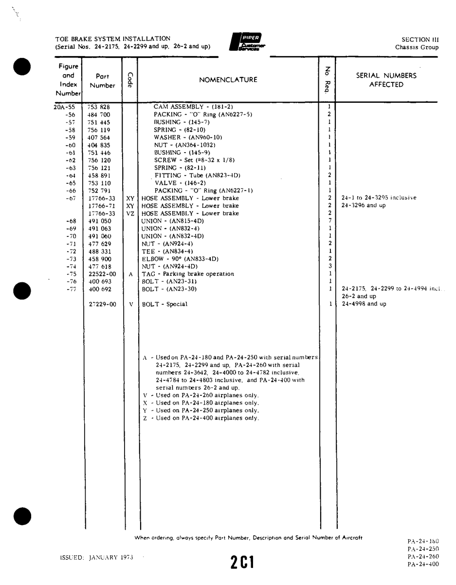 Aviation Part 2-229-00 for Piper PA-32-260 Aircraft