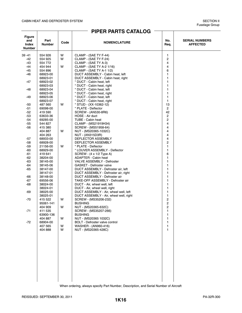 Aviation Part 38148-00 for Piper PA-32-260 Aircraft
