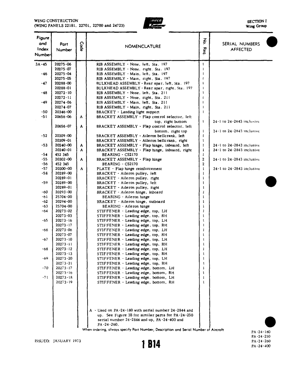 Aviation Part 20273-19 for Piper PA-32-260 Aircraft