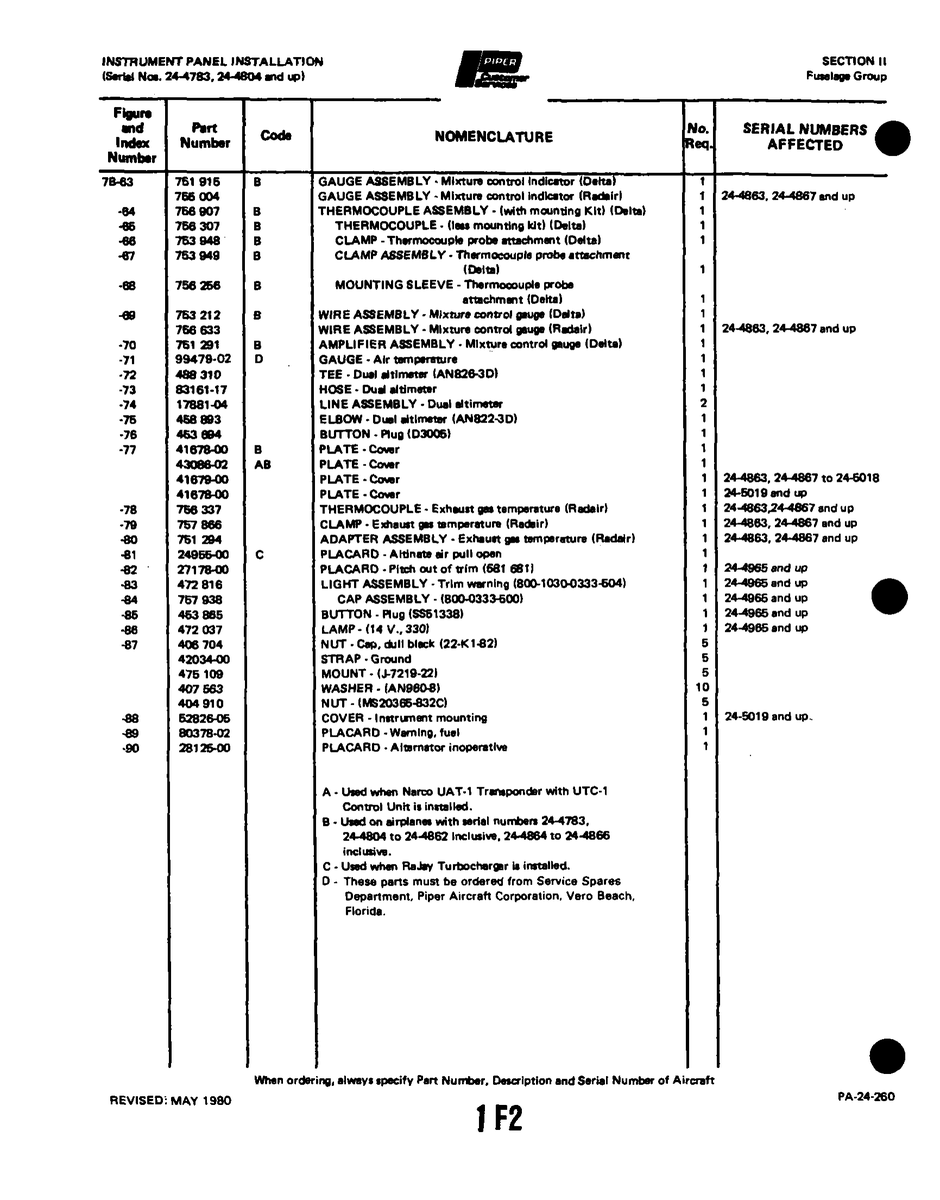 Aviation Part 2717800 for Piper PA-32-260 Aircraft