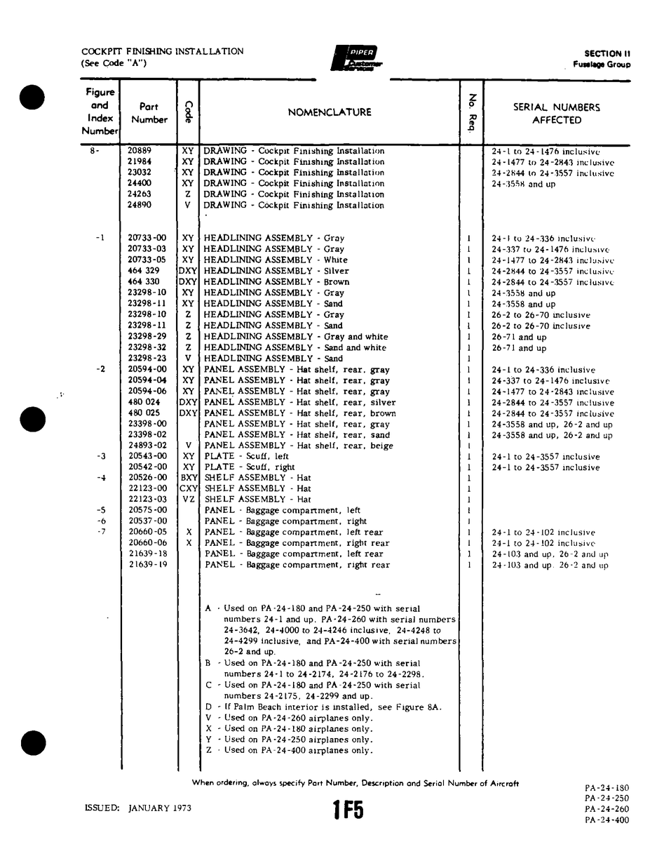 Aviation Part 20733-05 for Piper PA-32-260 Aircraft