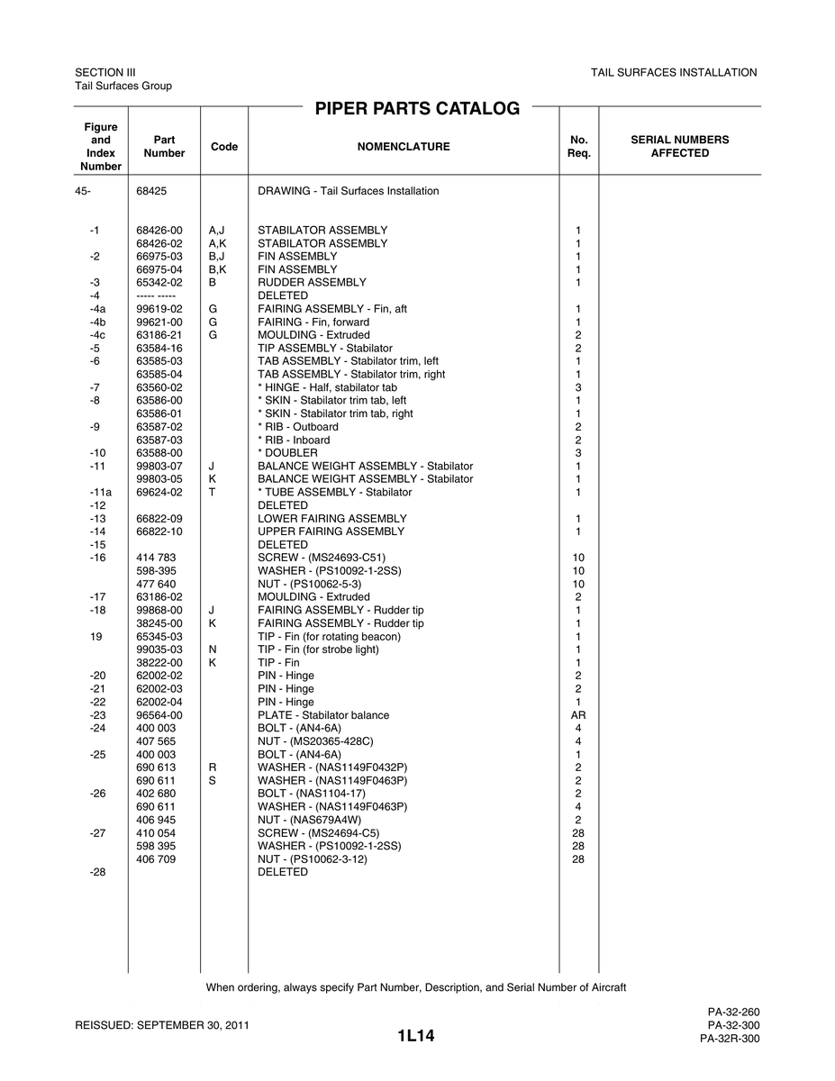 Aviation Part 63584-16 for Piper PA-32-260 Aircraft