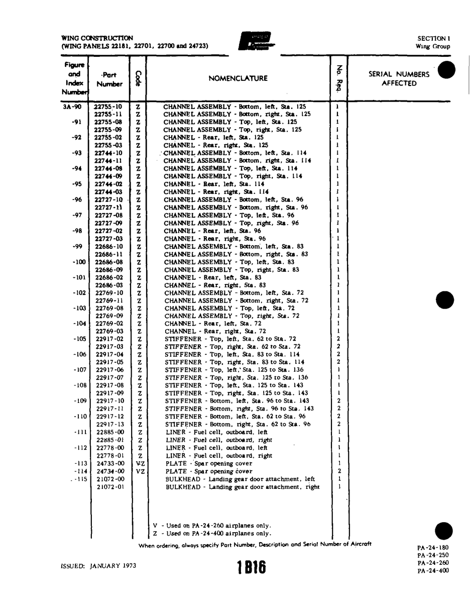 Aviation Part 22744-10 for Piper PA-32-260 Aircraft
