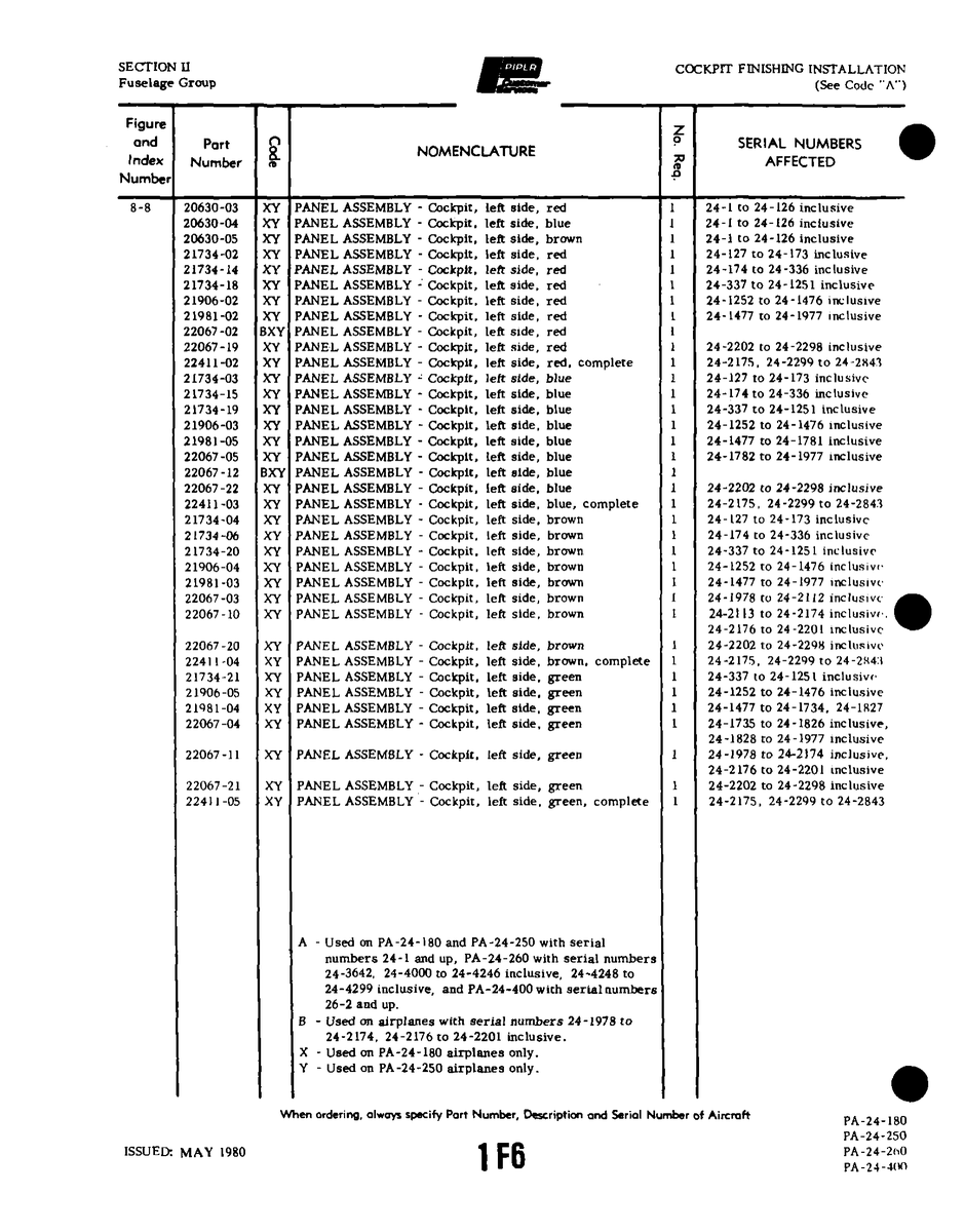 Aviation Part 22411-02 for Piper PA-32-260 Aircraft
