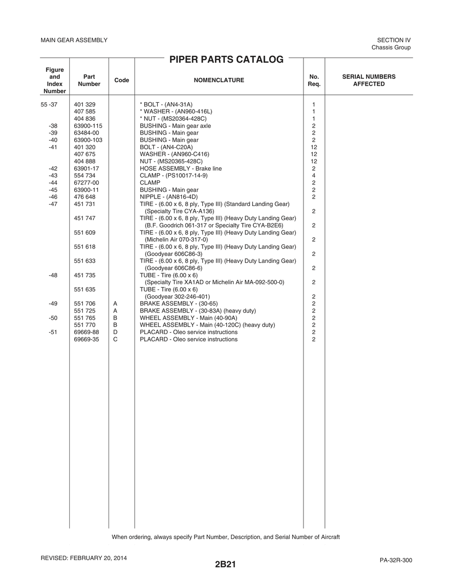 Aviation Part 69669-88 for Piper PA-32-260 Aircraft